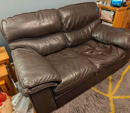 Photo of free Dark brown leather sofa (Muirhouse EH4) #1