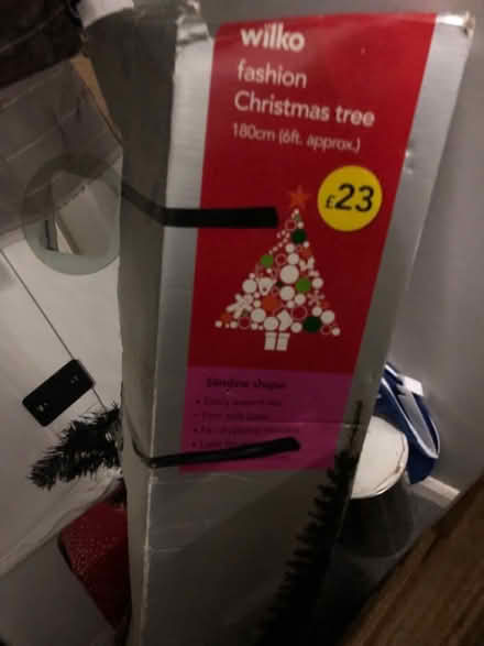 Photo of free Black Christmas tree and baubles (Coley RG1) #1