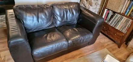 Photo of free Black leatherette two seater sofa (Pontesbury SY5) #1