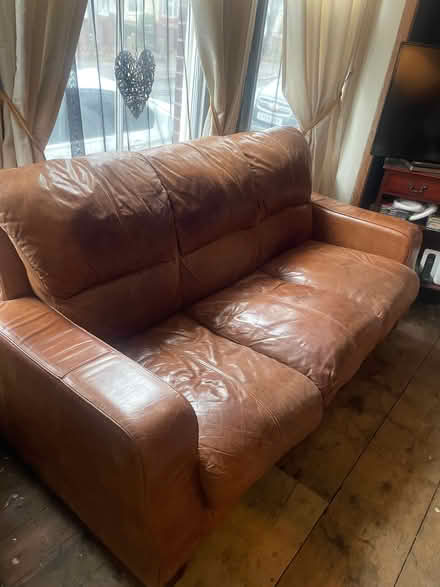 Photo of free Three seater real leather sofa (Great Yarmouth NR30) #3