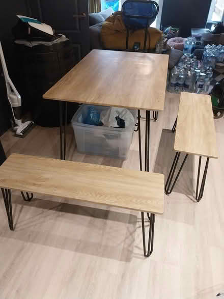 Photo of free Wood effect table and benches (Warley, Brentwood, CM13) #1