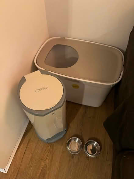 Photo of free Cat Litter Box, Bin and Bowls (Plumstead) #1