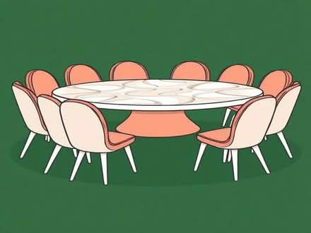 Photo of free Beautiful Marble/Coral Table With 8 Chairs (Castleton OL11) #1