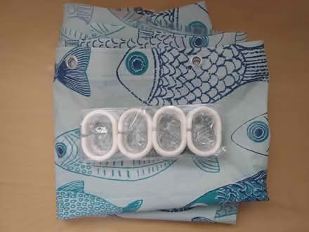 Photo of free fish pattern shower curtain (Far cotton Northampton) #2