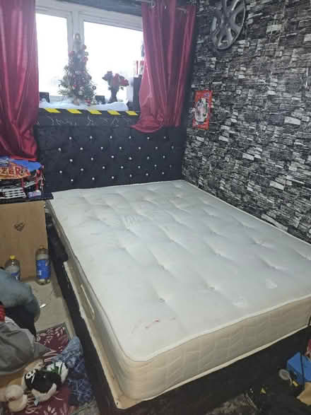 Photo of free King size black velvet divan bed (Cramlington NE23) #1