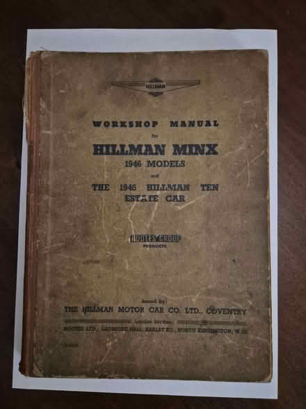 Photo of free Hillman Minx Workshop Manual 1946 Models (Romford RM1) #2