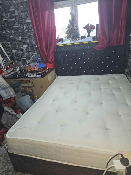 Photo of free King size black velvet divan bed (Cramlington NE23) #3