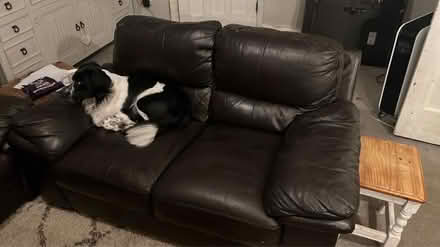 Photo of free 2 and 3 seater brown leather sofas (Dolwyddelan LL25) #2