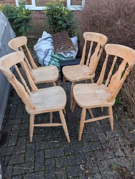 Photo of free 4 wooden chairs (Old Stratford MK19) #1