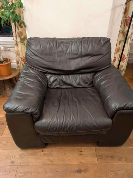 Photo of free Large single leather dark brown chair (Two Dales DE4) #1