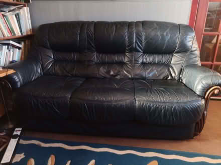 Photo of free 3 seat Blue Leather sofa (Drongan KA6) #1
