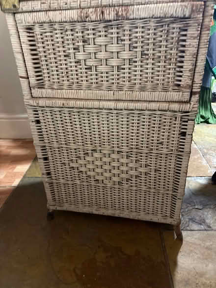Photo of free Lloyd loom style laundry basket glass top (Milford DE56) #1