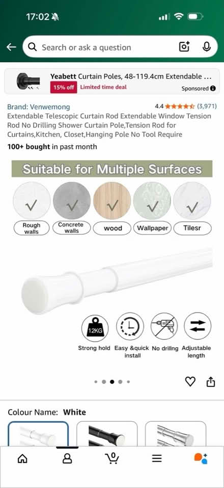 Photo of free Extendable tension curtain rods (Blackrock) #3