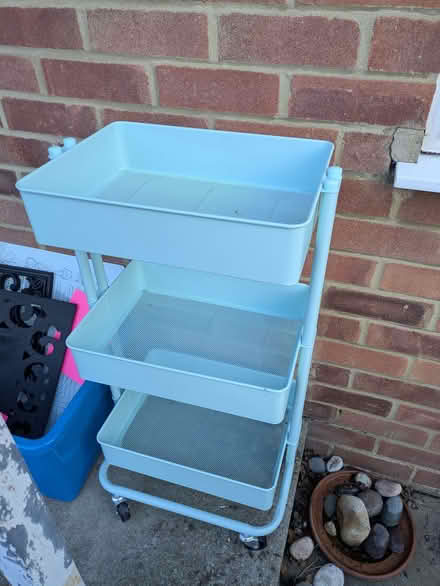Photo of free Turquoise Metal Trolley (Barkham RG41) #1