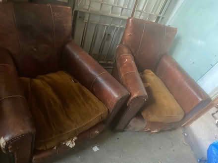 Photo of free Pair vintage leather chairs Need renovation (Carpenter's Estate E15) #2