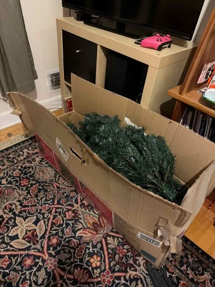 Photo of free 6.5 ft plastic Christmas tree (Metuchen NJ) #1