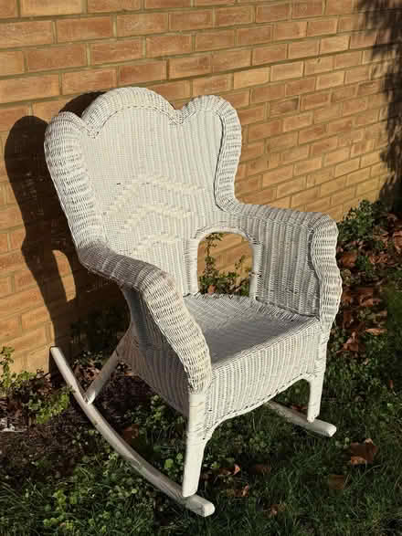 Photo of free Used white wicker chair (Queens Park MK40) #2