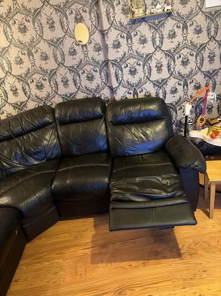 Photo of free Black leather reclining corner sofa (Pellon HX2) #2