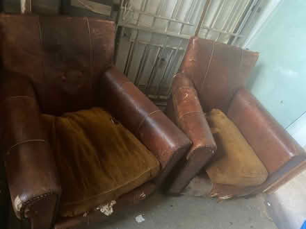Photo of free Pair vintage leather chairs Need renovation (Carpenter's Estate E15) #3