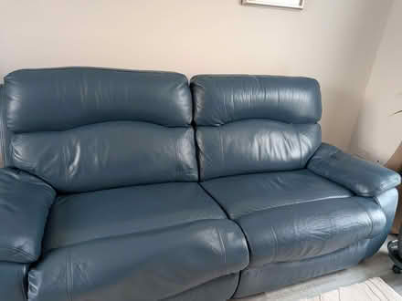 Photo of free Blue leather sofa (Bicton Heath SY3) #1