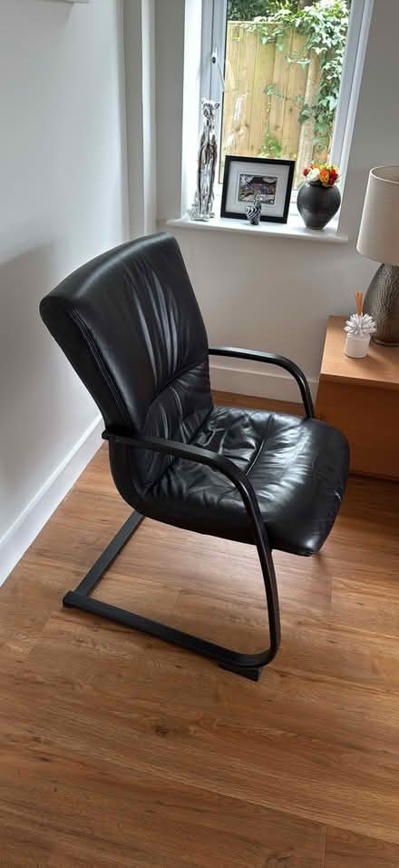 Photo of free Black leather cantilever armchair (Southbourne BH6) #2