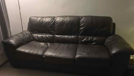 Photo of free Dark brown sofa settee 3 seater leather (Winterton DN15) #1
