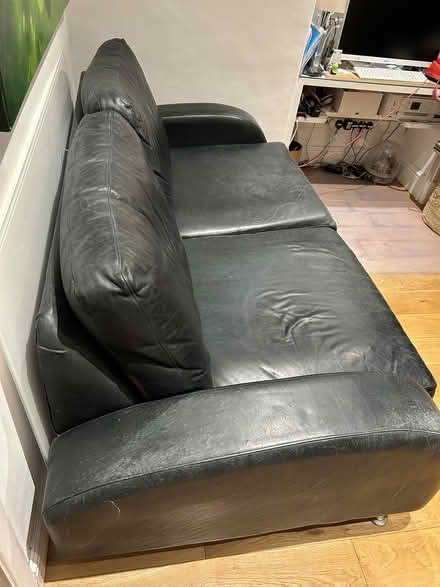 Photo of free Black leather sofa (Shepherds Bush W6) #2