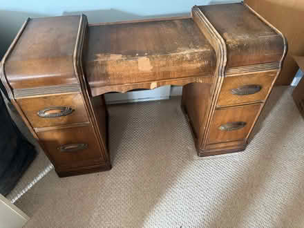 Photo of free Antique Wood vanity and mirror (19711) #1