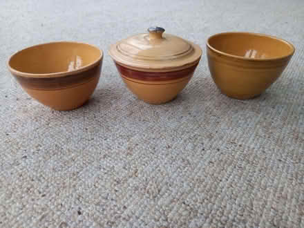 Photo of free 3 small ceramic bowls and 1 lid (Bernards Heath AL3) #2