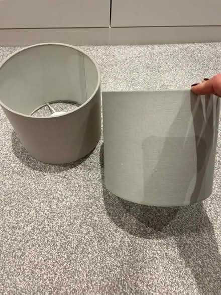 Photo of free 2 pale grey lamp shades (Woodhouse S13) #1