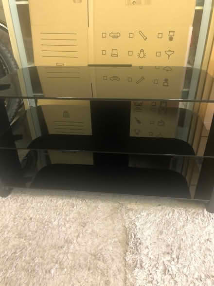 Photo of free Black wood and glass tv stand (Wrexham) #1