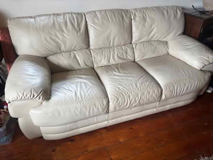 Photo of free Cream Leather Sofa and Arm Chair (Higher Walton PR5) #1