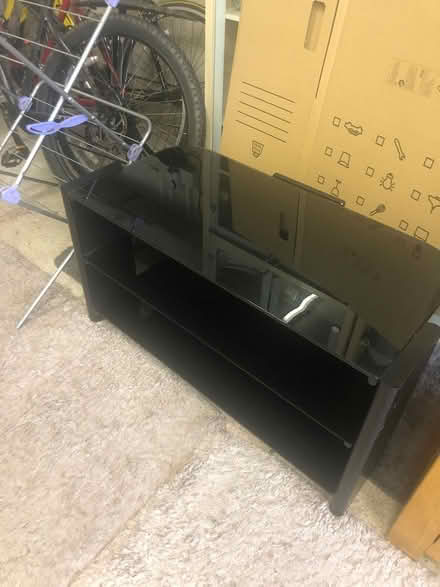 Photo of free Black wood and glass tv stand (Wrexham) #2