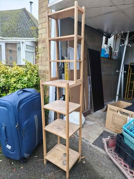 Photo of free Wooden shelving unit (TN39 4JT) #1