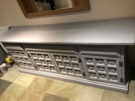 Photo of free Heavy oak sideboard recently prime painted in light grey (Glenridding CA11) #2