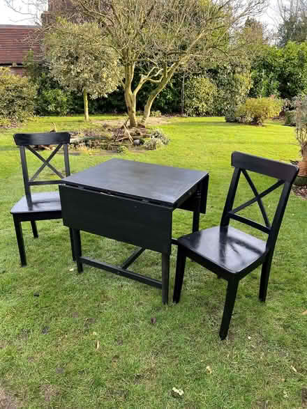 Photo of free Ikea Ingolf table and 2 chairs (Appleton Thorn WA4) #1
