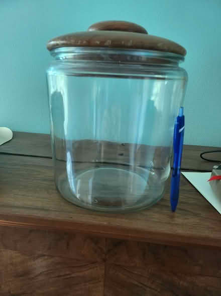 Photo of free Glass Jar with Teak Lid (Maple Leaf / Northgate) #1