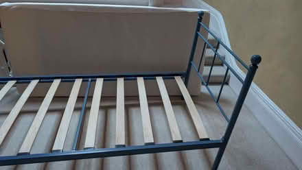 Photo of free Single bed, blue metal frame with ecocool memory foam mattress (Havant PO9) #4