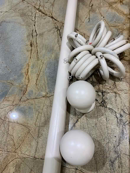 Photo of free 180cm wood curtain pole with rings (Blagdon BS40) #1