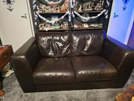 Photo of free Brown leather 2 seater sofa GC (BN220UQ) #3