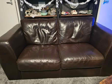 Photo of free Brown leather 2 seater sofa GC (BN220UQ) #1