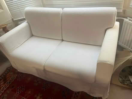 Photo of free Small ikea two seater sofa with loose cover - clean and in good condition must be collected by the end of tomorrow. Already dismantled (Shepherds Bush W6) #2