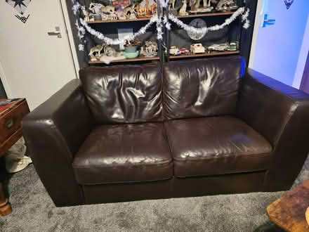 Photo of free Brown leather 2 seater sofa GC (BN220UQ) #2