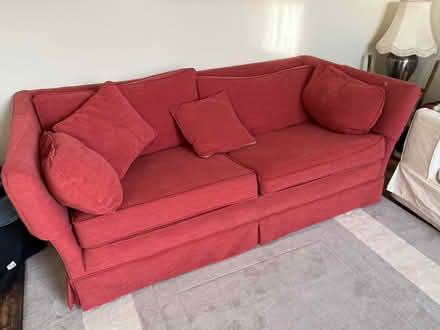Photo of free Still comfy rust coloured sofa (Central Chippenham SN15 1) #1