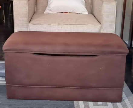 Photo of free Brown suede storage ottoman (20747) #1