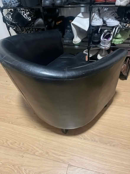 Photo of free Black leather arm chair (E10) #2