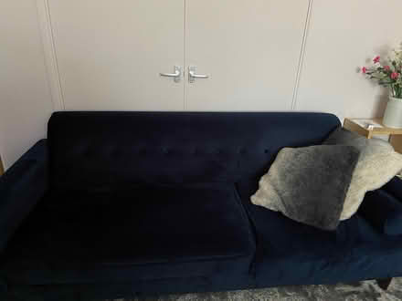 Photo of free Blue velvet/velour fabric sofa (Coleridge Ward CB1) #1