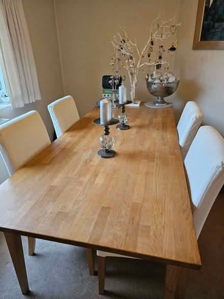 Photo of free Solid Oak table (not chairs) (Latchford SG11) #1