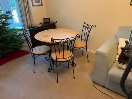 Photo of free Wood & wrought iron table + chairs (Godalming GU7) #2