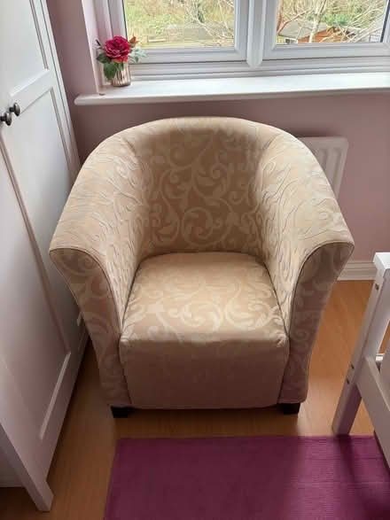 Photo of free Beige chenille tub chair (Rooksdown RG24) #2